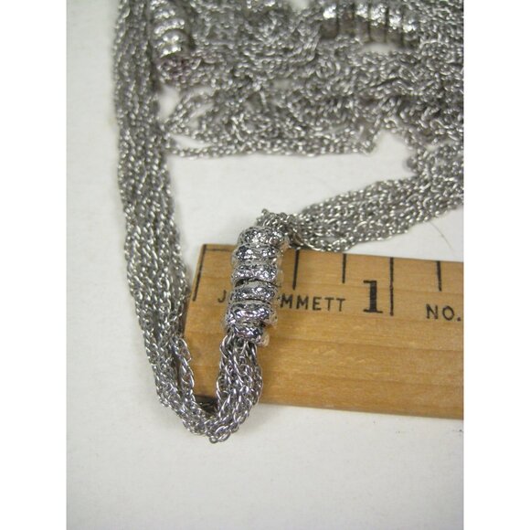 Multi Strand Necklace Silvertone Chain 23 inch Vintage Sleek Modernist Modern - Picture 5 of 10